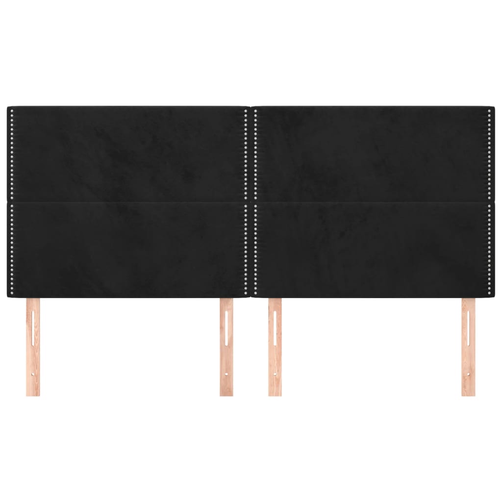 sengegavle 4 stk. 90x5x78/88 cm fløjl sort