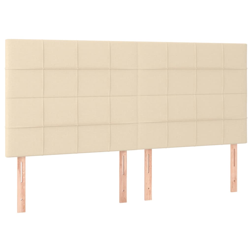 sengegavle 4 stk. 90x5x78/88 cm stof cremefarvet