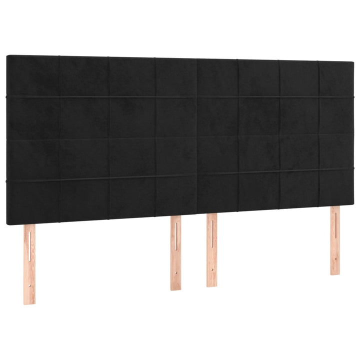 sengegavle 4 stk. 90x5x78/88 cm fløjl sort