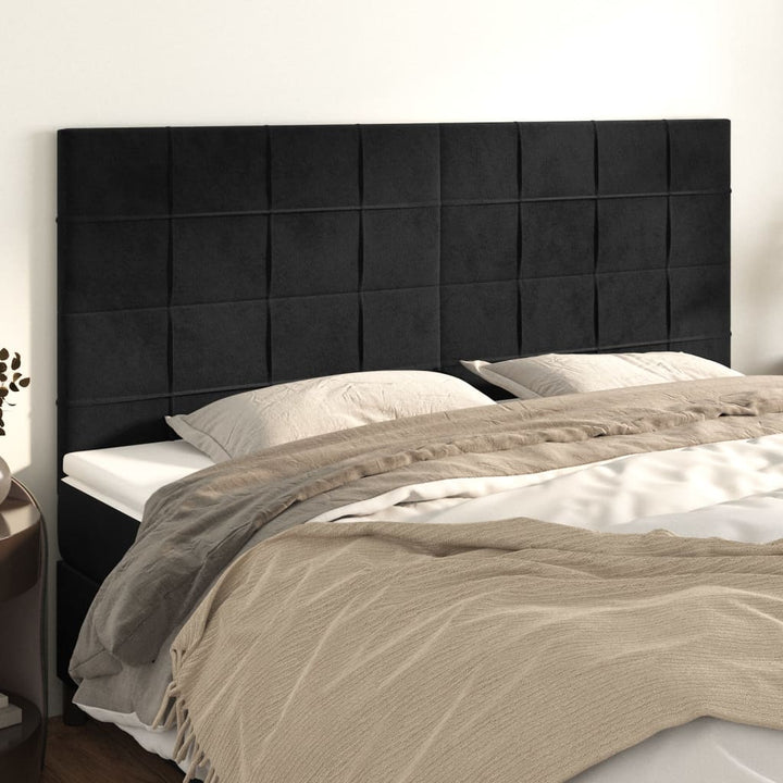 sengegavle 4 stk. 90x5x78/88 cm fløjl sort