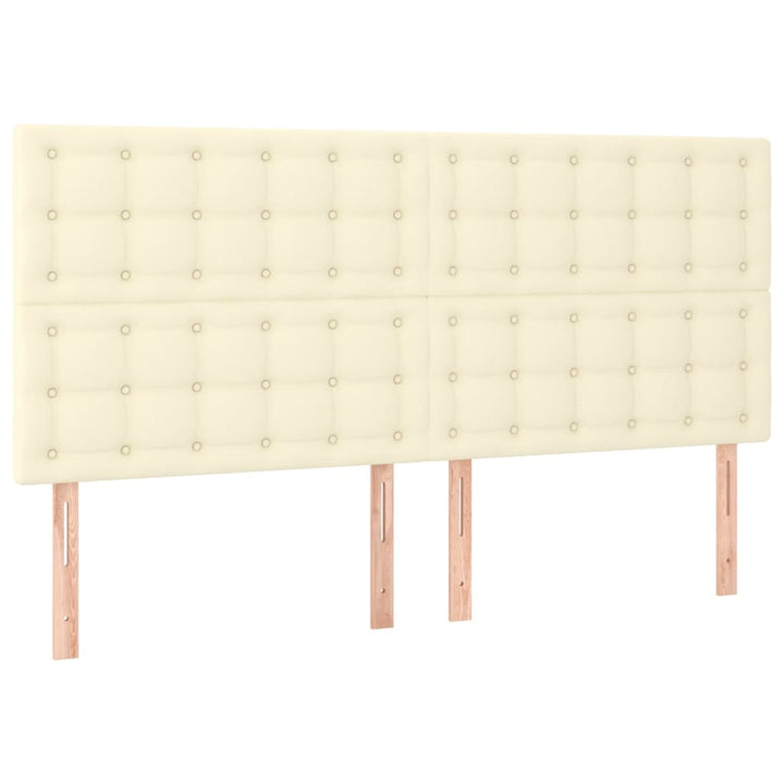 sengegavle 4 stk. 90x5x78/88 cm kunstlæder cremefarvet
