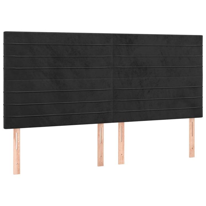sengegavle 4 stk. 90x5x78/88 cm fløjl sort