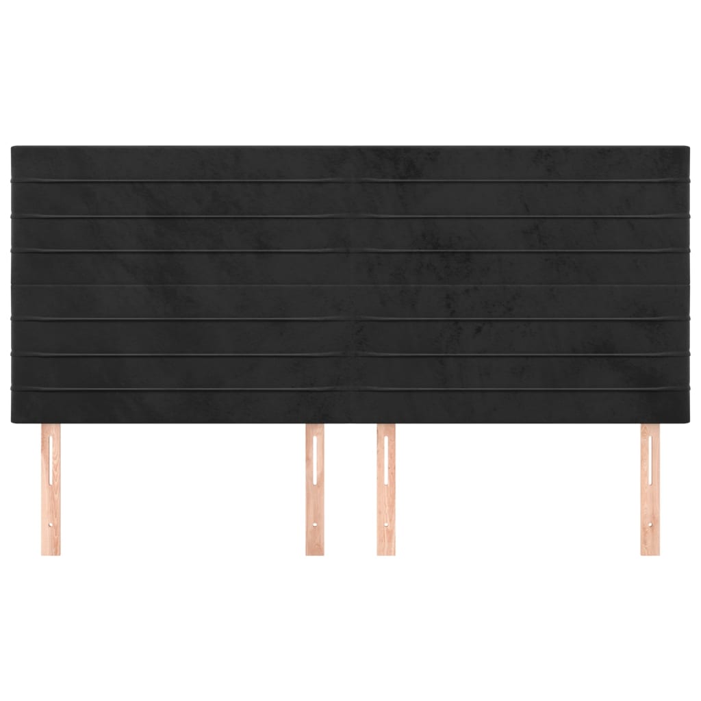 sengegavle 4 stk. 90x5x78/88 cm fløjl sort