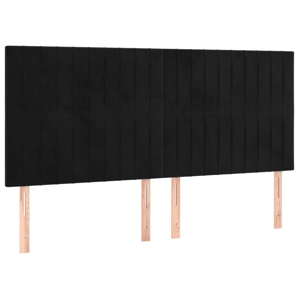 sengegavle 4 stk. 90x5x78/88 cm fløjl sort