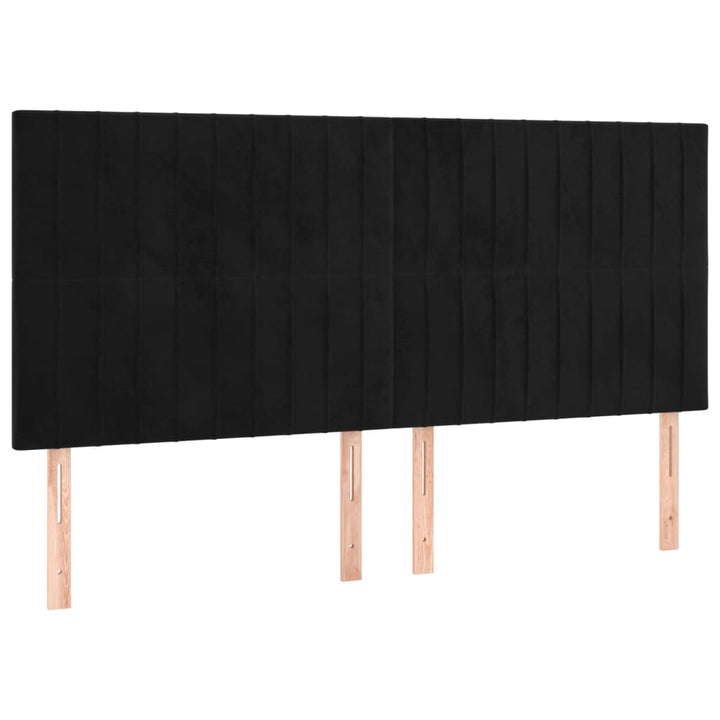 sengegavle 4 stk. 90x5x78/88 cm fløjl sort