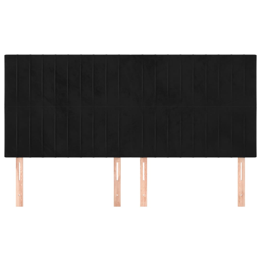 sengegavle 4 stk. 90x5x78/88 cm fløjl sort
