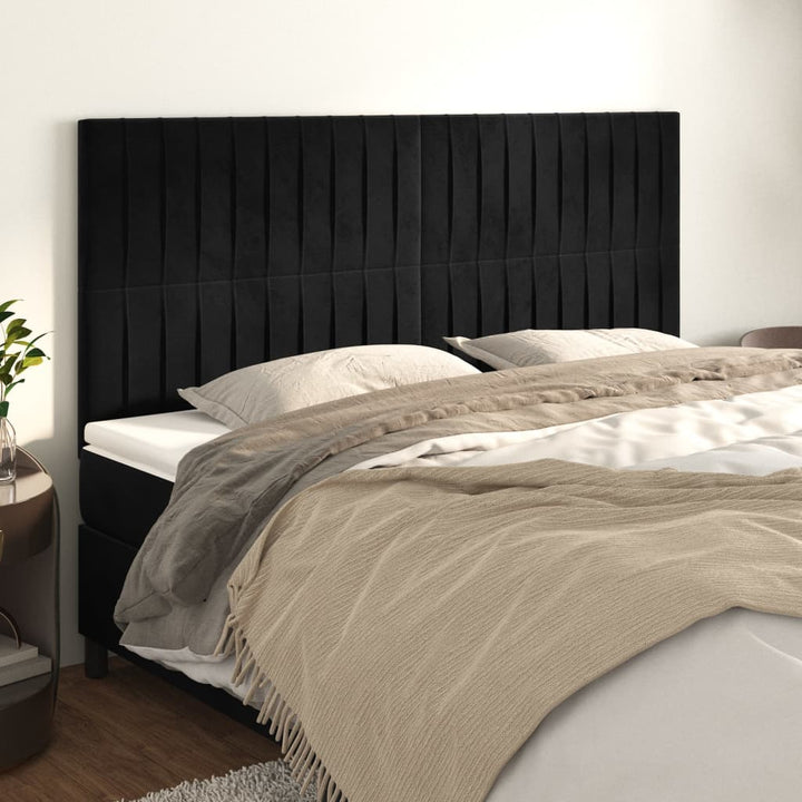 sengegavle 4 stk. 90x5x78/88 cm fløjl sort