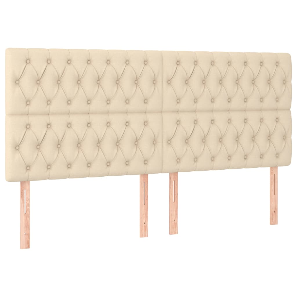 sengegavle 4 stk. 90x7x78/88 cm stof cremefarvet