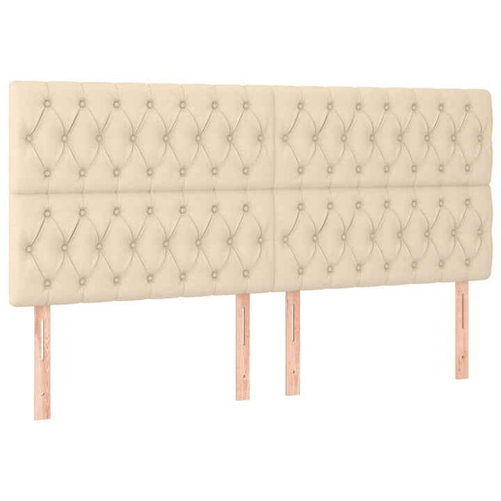 sengegavle 4 stk. 90x7x78/88 cm stof cremefarvet