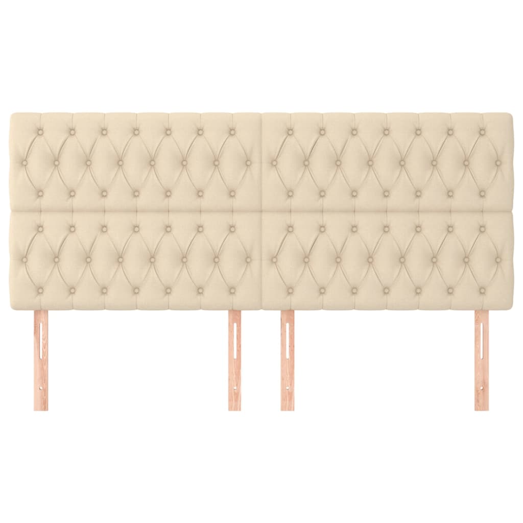 sengegavle 4 stk. 90x7x78/88 cm stof cremefarvet