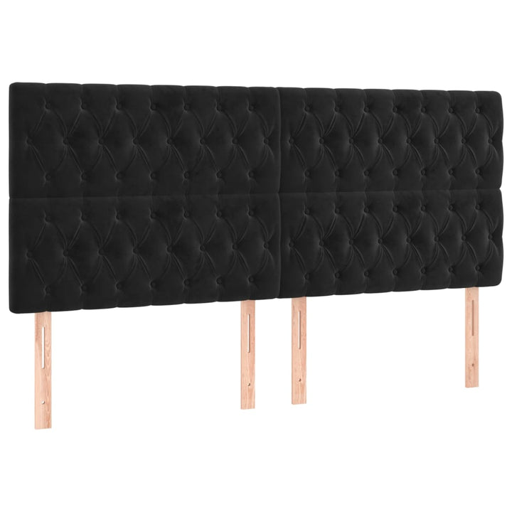 sengegavle 4 stk. 90x7x78/88 cm fløjl sort