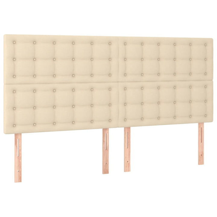 sengegavle 4 stk. 90x5x78/88 cm stof cremefarvet