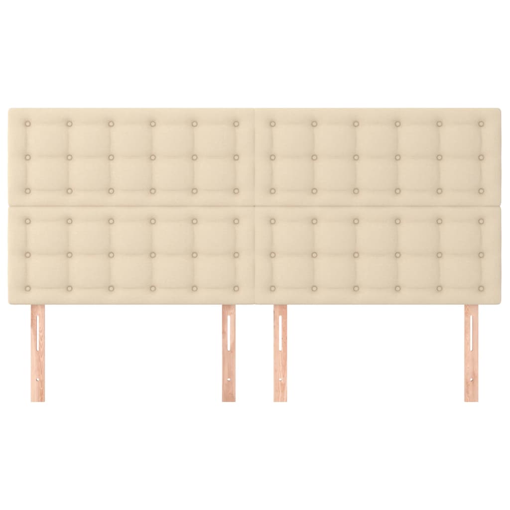 sengegavle 4 stk. 90x5x78/88 cm stof cremefarvet