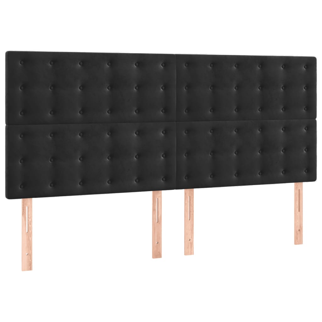 sengegavle 4 stk. 90x5x78/88 cm fløjl sort
