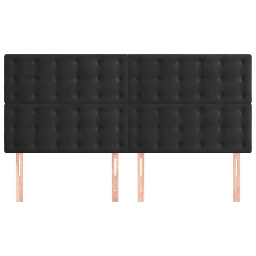 sengegavle 4 stk. 90x5x78/88 cm fløjl sort