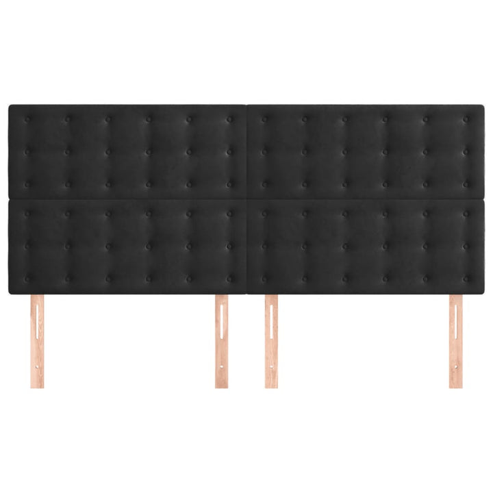 sengegavle 4 stk. 90x5x78/88 cm fløjl sort