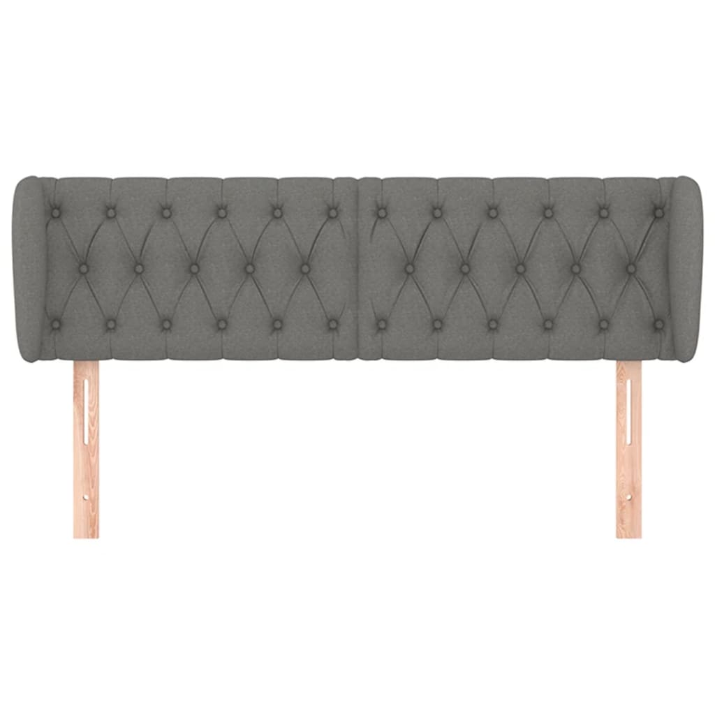 sengegavl med kanter 163x23x78/88 cm stof mørkegrå