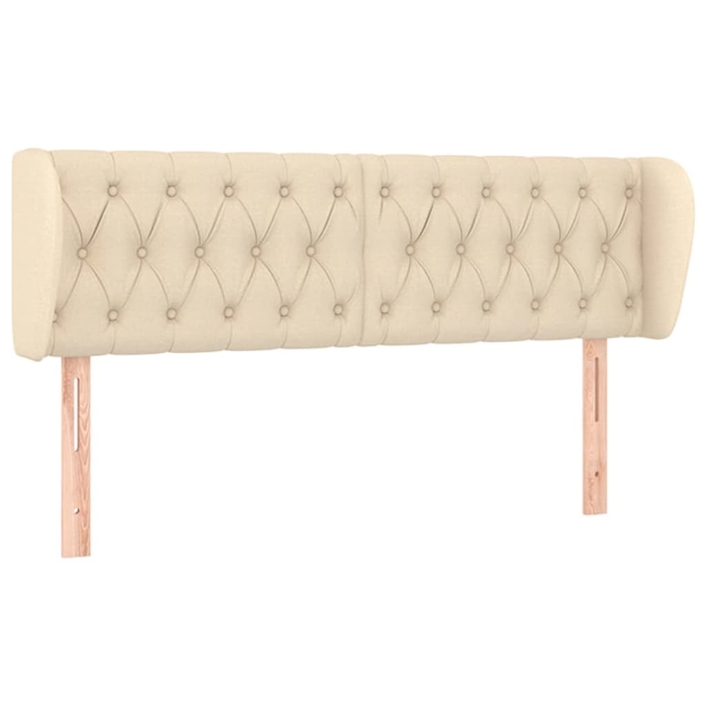 sengegavl med kanter 163x23x78/88 cm stof cremefarvet