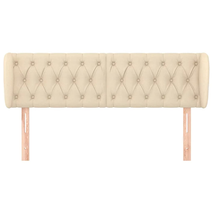sengegavl med kanter 163x23x78/88 cm stof cremefarvet