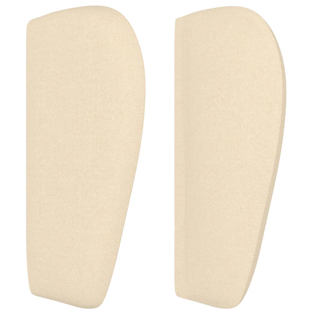 sengegavl med kanter 163x23x78/88 cm stof cremefarvet