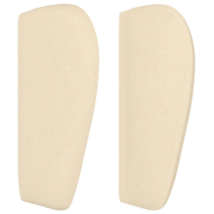 sengegavl med kanter 163x23x78/88 cm stof cremefarvet