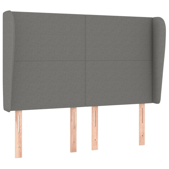 sengegavl med kanter 147x23x118/128 cm stof mørkegrå