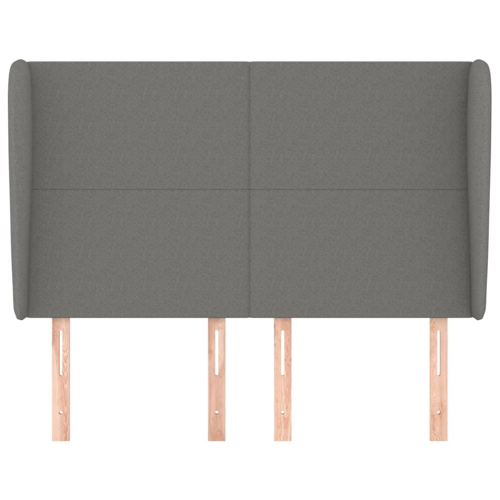 sengegavl med kanter 147x23x118/128 cm stof mørkegrå