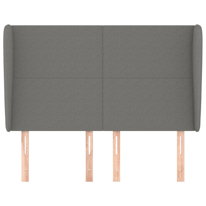 sengegavl med kanter 147x23x118/128 cm stof mørkegrå