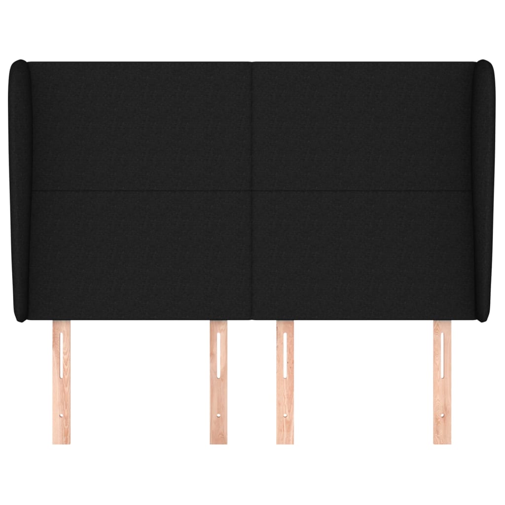 sengegavl med kanter 147x23x118/128 cm stof sort