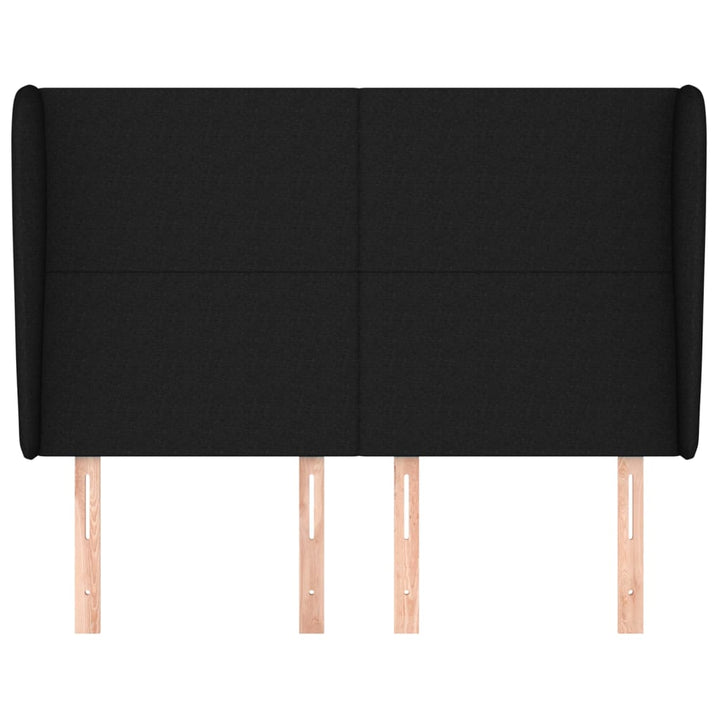 sengegavl med kanter 147x23x118/128 cm stof sort
