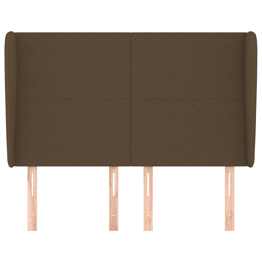 sengegavl med kanter 147x23x118/128 cm stof mørkebrun