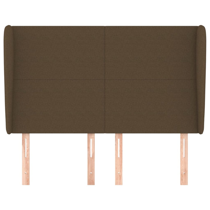 sengegavl med kanter 147x23x118/128 cm stof mørkebrun