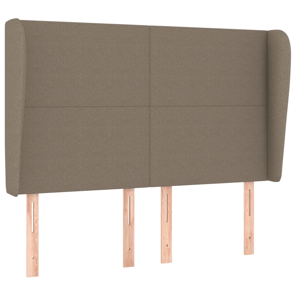 sengegavl med kanter 147x23x118/128 cm stof gråbrun
