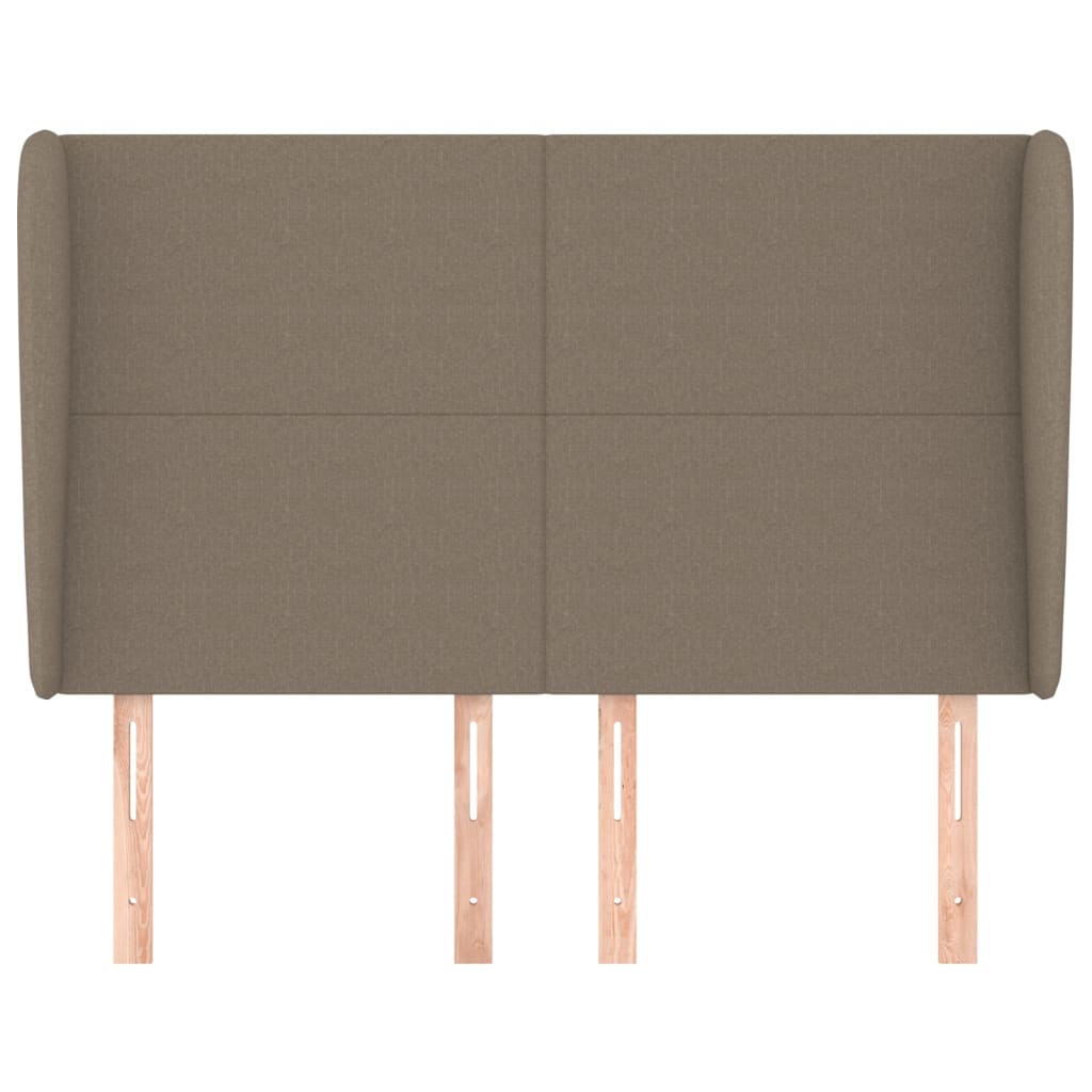 sengegavl med kanter 147x23x118/128 cm stof gråbrun