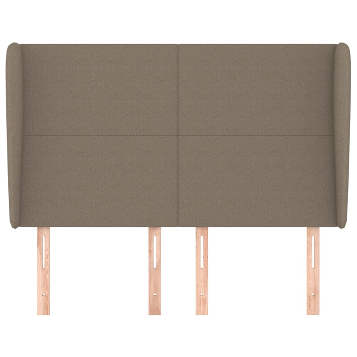 sengegavl med kanter 147x23x118/128 cm stof gråbrun
