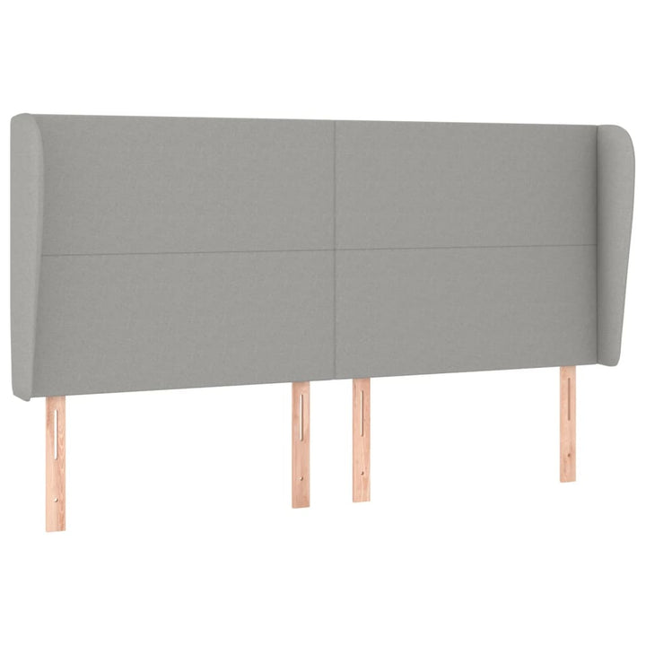 sengegavl med kanter 163x23x118/128 cm stof lysegrå