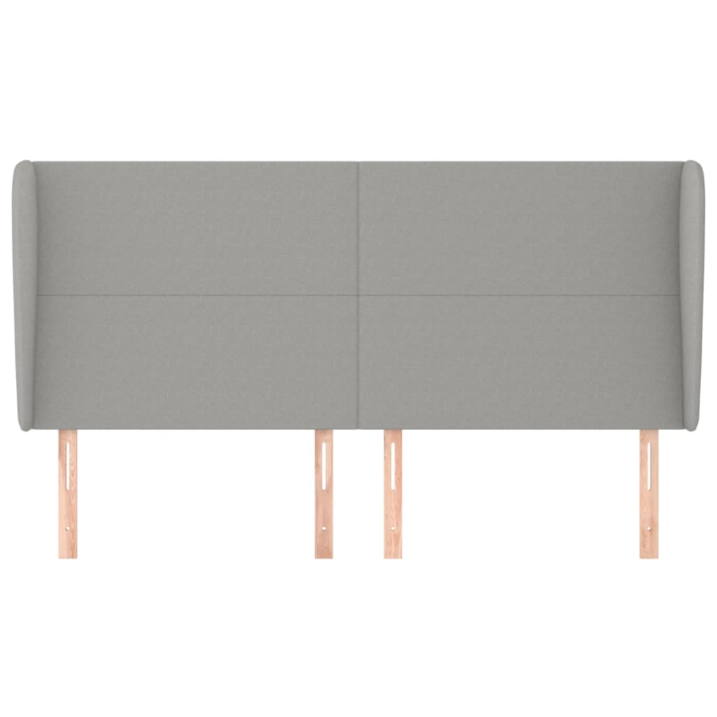 sengegavl med kanter 163x23x118/128 cm stof lysegrå