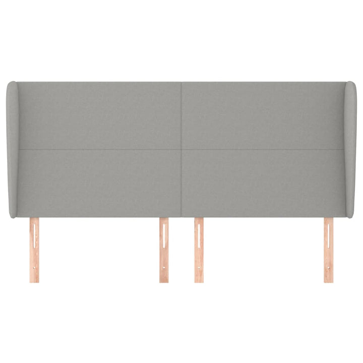 sengegavl med kanter 163x23x118/128 cm stof lysegrå