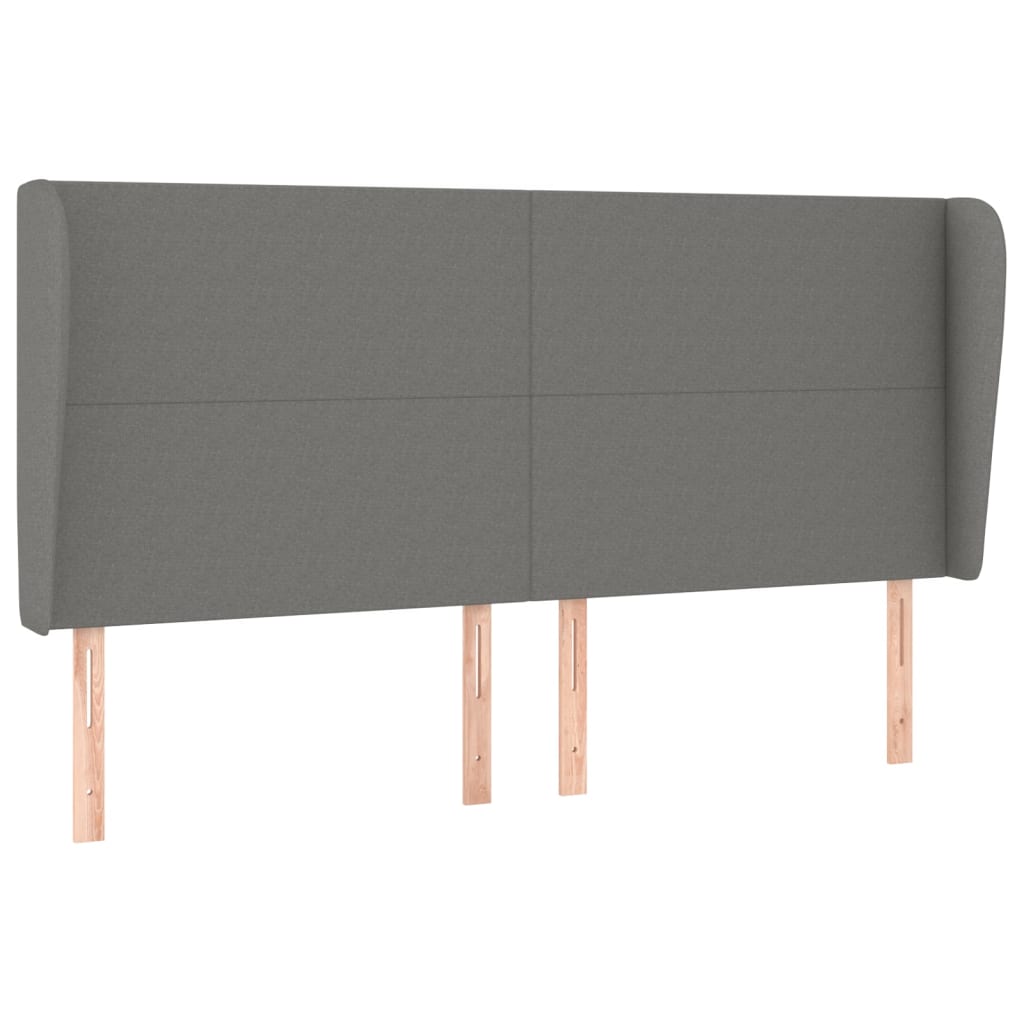 sengegavl med kanter 163x23x118/128 cm stof mørkegrå