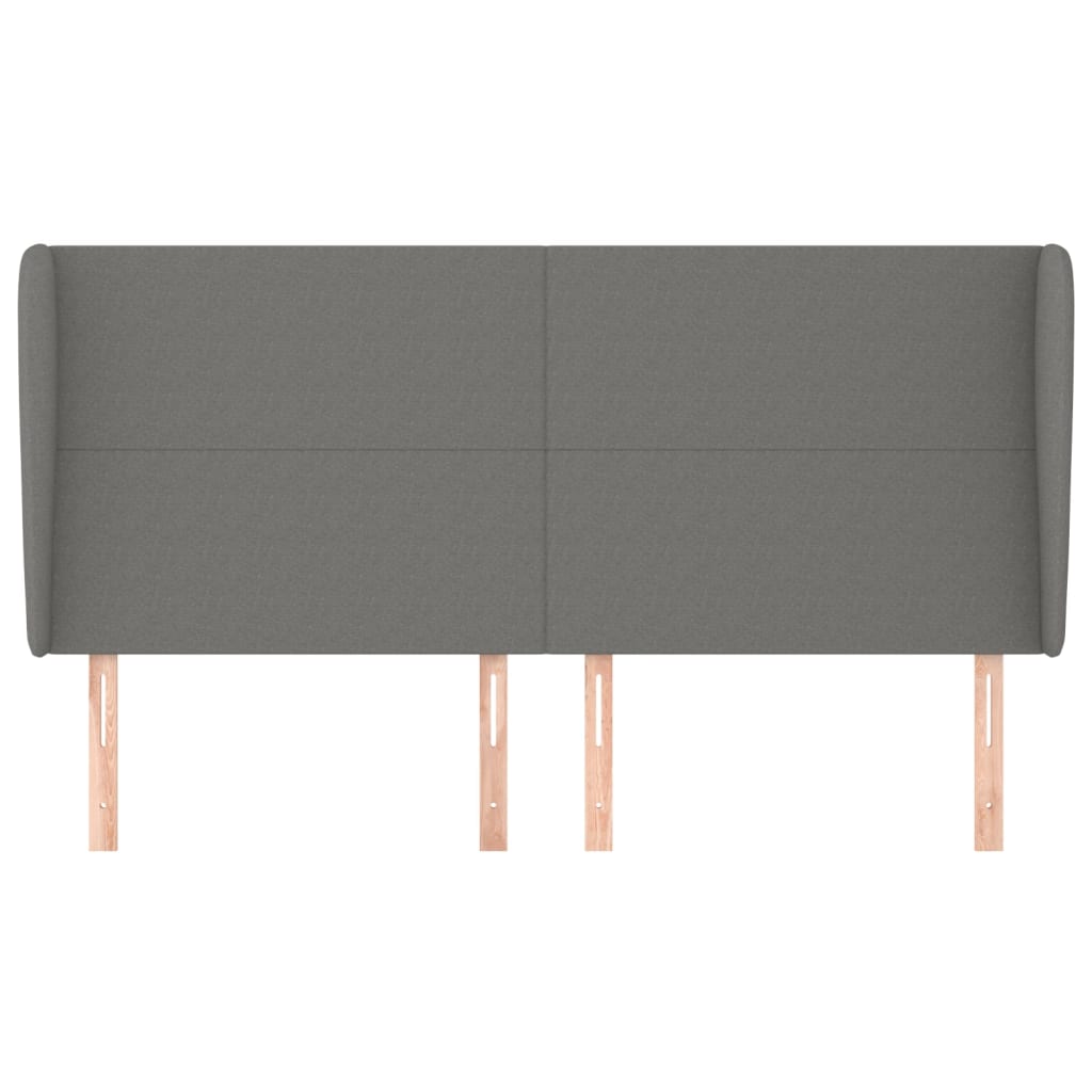 sengegavl med kanter 163x23x118/128 cm stof mørkegrå