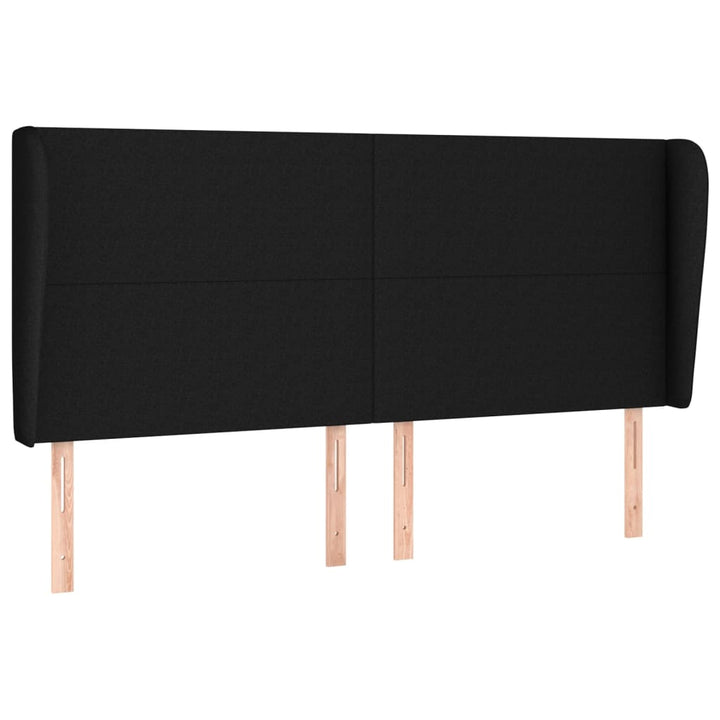 sengegavl med kanter 163x23x118/128 cm stof sort