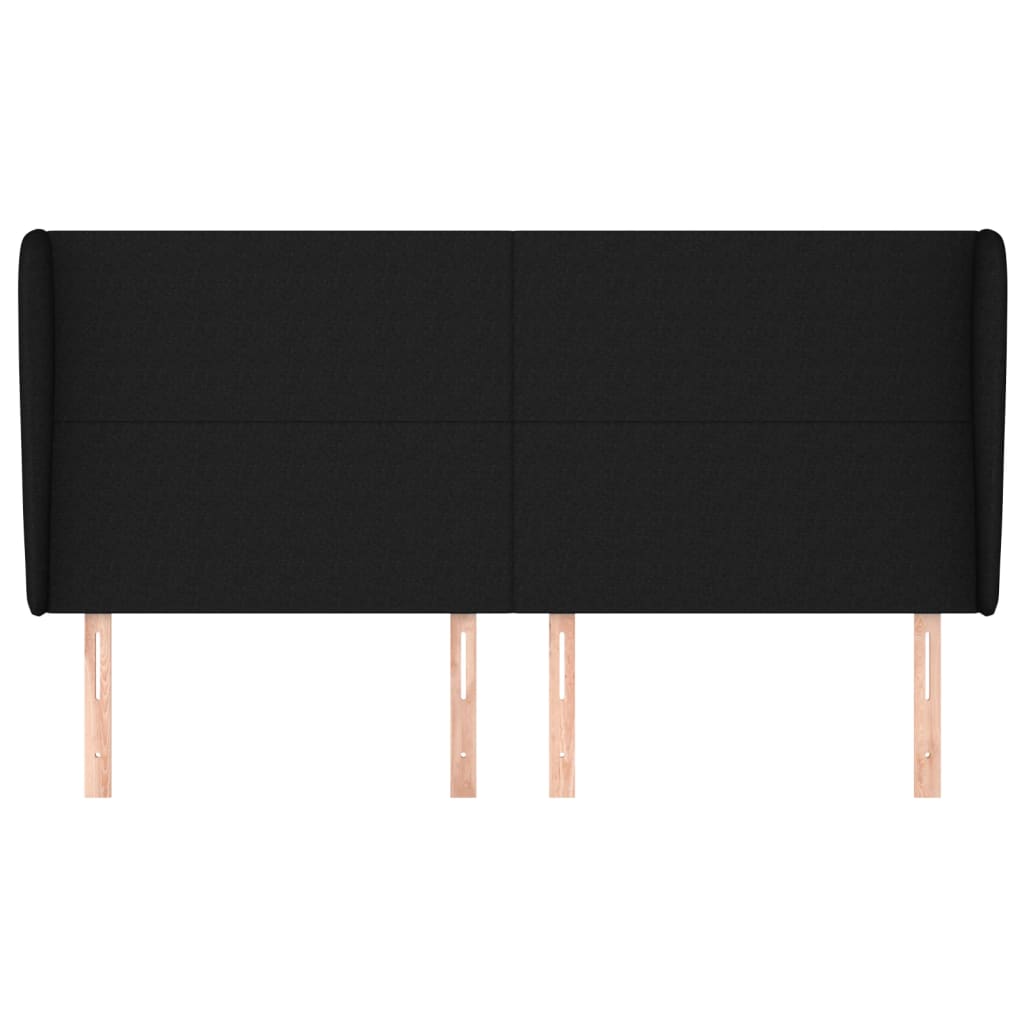 sengegavl med kanter 163x23x118/128 cm stof sort