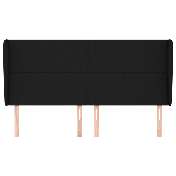 sengegavl med kanter 163x23x118/128 cm stof sort