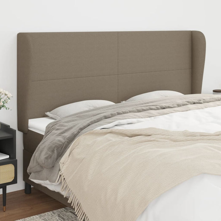 sengegavl med kanter 163x23x118/128 cm stof gråbrun