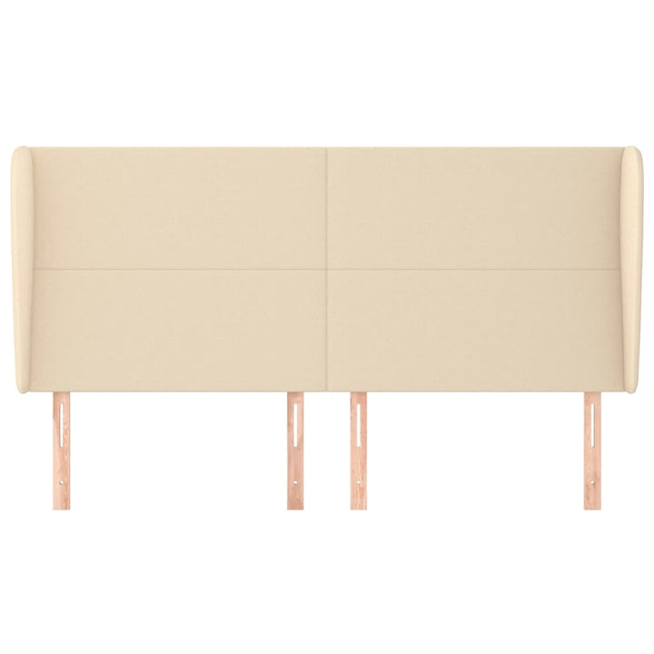 sengegavl med kanter 163x23x118/128 cm stof cremefarvet
