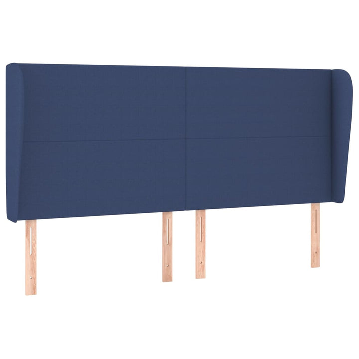 sengegavl med kanter 163x23x118/128 cm stof blå