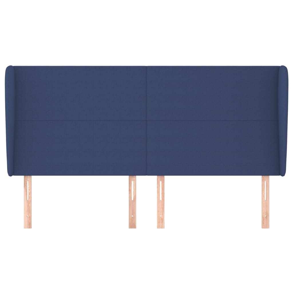 sengegavl med kanter 163x23x118/128 cm stof blå