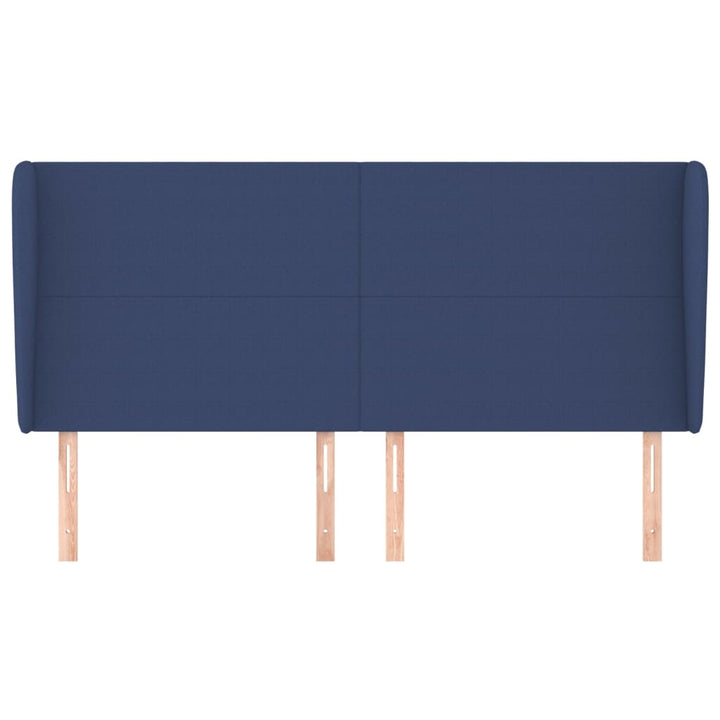 sengegavl med kanter 163x23x118/128 cm stof blå