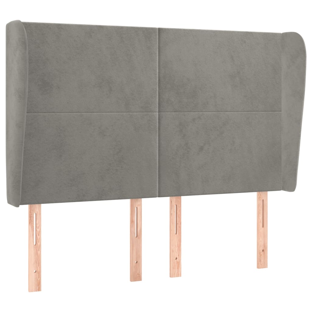 sengegavl med kanter 147x23x118/128 cm fløjl lysegrå