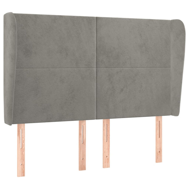 sengegavl med kanter 147x23x118/128 cm fløjl lysegrå